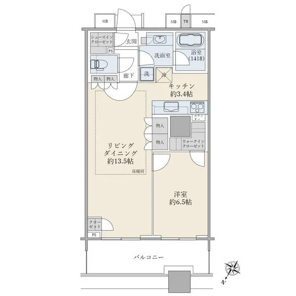 ブリリアマーレ有明タワー&ガーデン 33階建26階部分 北西向き 55.68平米 1LDK
