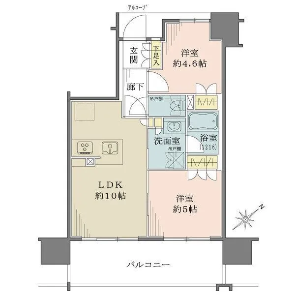 ザ・レジデンス寺田町駅前 LDK含む2居室が南東向きバルコニーに面した明るいレイアウト。全居室に収納が設けられています。