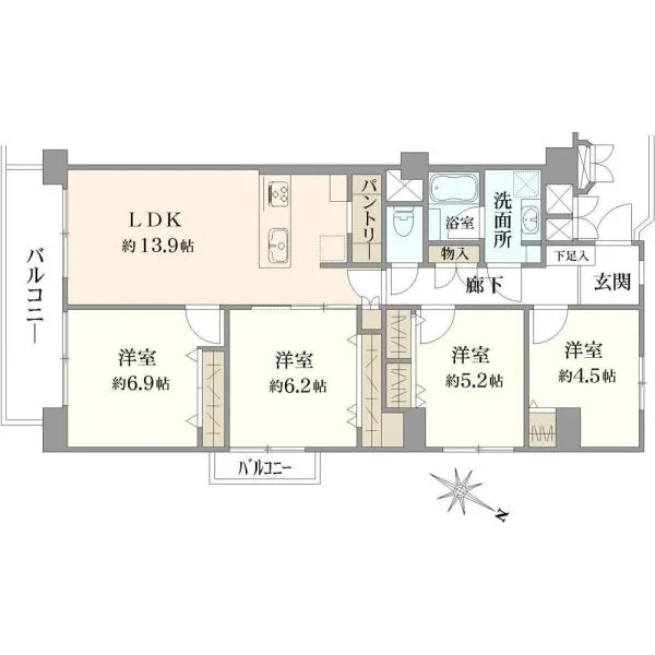 コープ野村浦和2号棟 間取図